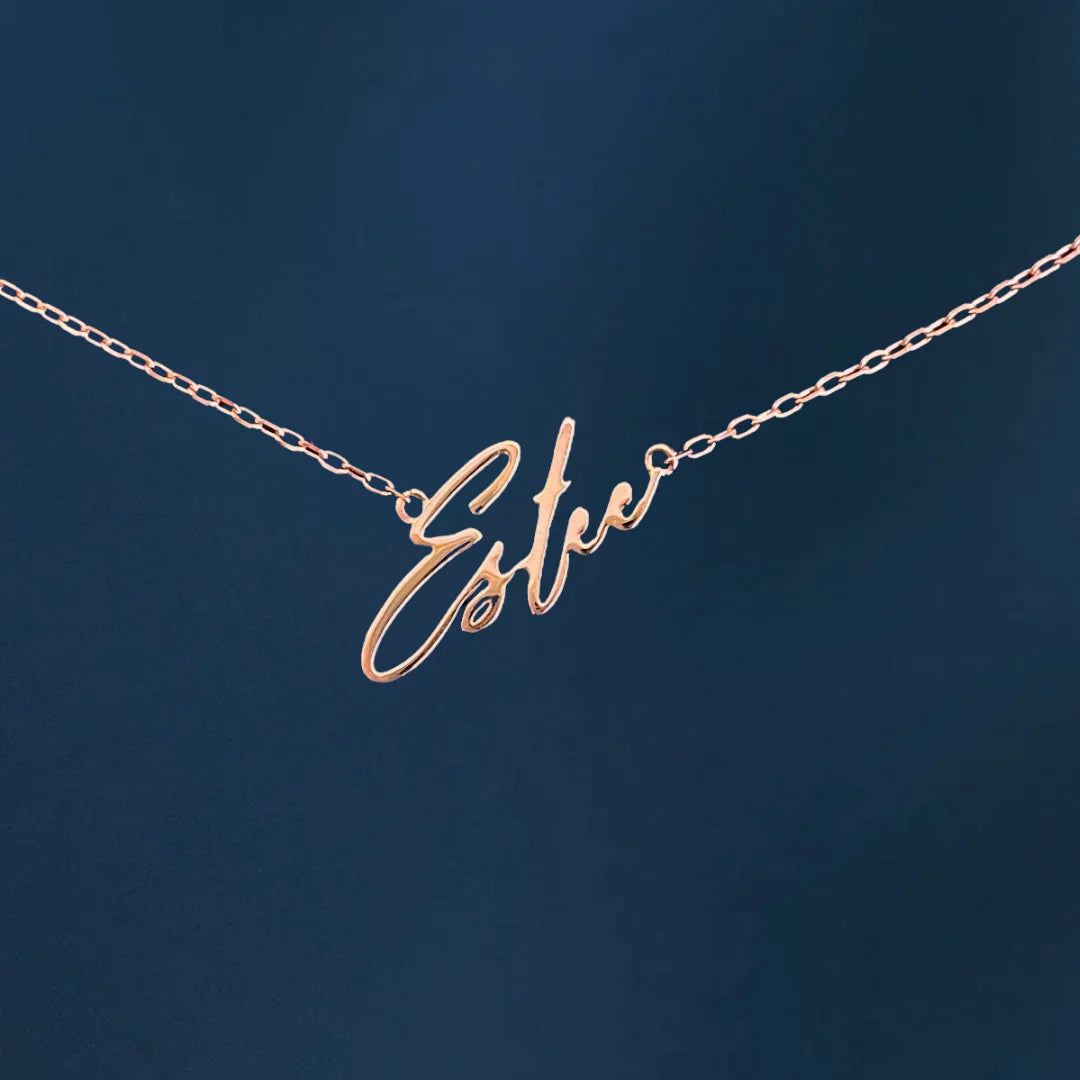 14k solid deals gold name necklace