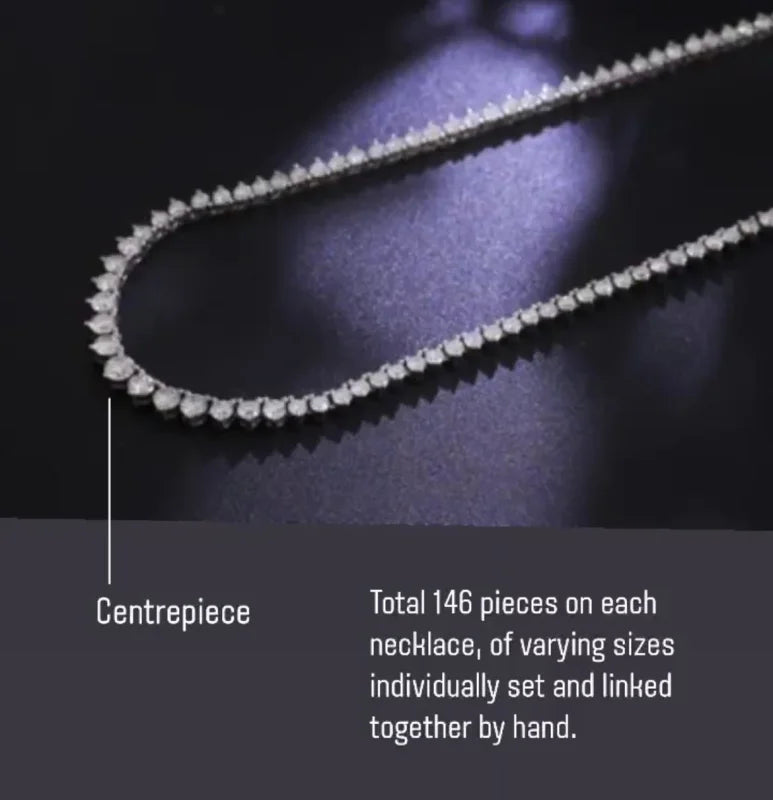 12ct Graduating Tennis Necklace 3 Prong (Solid Gold) | Lady Estere Jewellery | Worldwide 14K 18K Solid Gold Lab Grown Diamond Moissanite