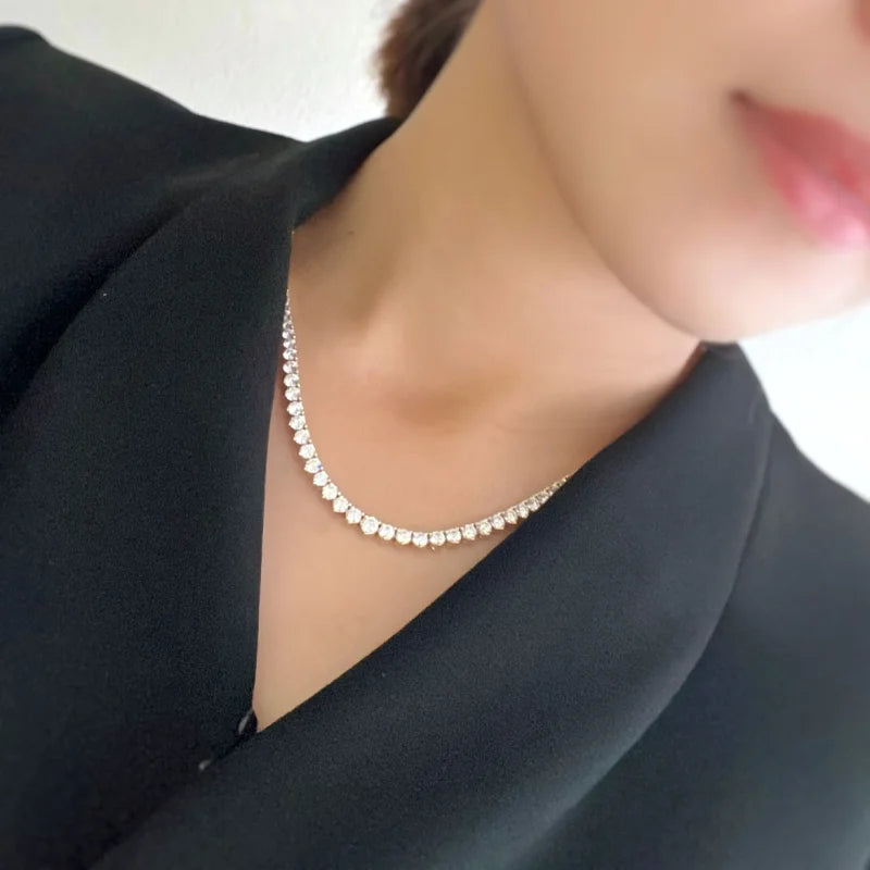 12ct Graduating Tennis Necklace 3 Prong (Solid Gold) | Lady Estere Jewellery | Worldwide 14K 18K Solid Gold Lab Grown Diamond Moissanite