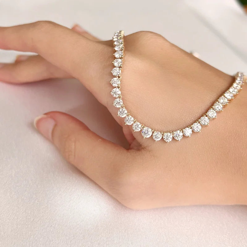 12ct Graduating Tennis Necklace 3 Prong (Solid Gold) | Lady Estere Jewellery | Worldwide 14K 18K Solid Gold Lab Grown Diamond Moissanite