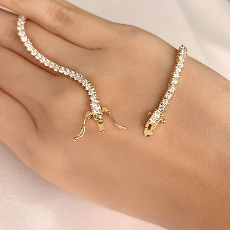 12ct Graduating Tennis Necklace 3 Prong (Solid Gold) | Lady Estere Jewellery | Worldwide 14K 18K Solid Gold Lab Grown Diamond Moissanite