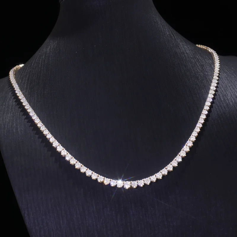 12ct Graduating Tennis Necklace 3 Prong (Solid Gold) | Lady Estere Jewellery | Worldwide 14K 18K Solid Gold Lab Grown Diamond Moissanite