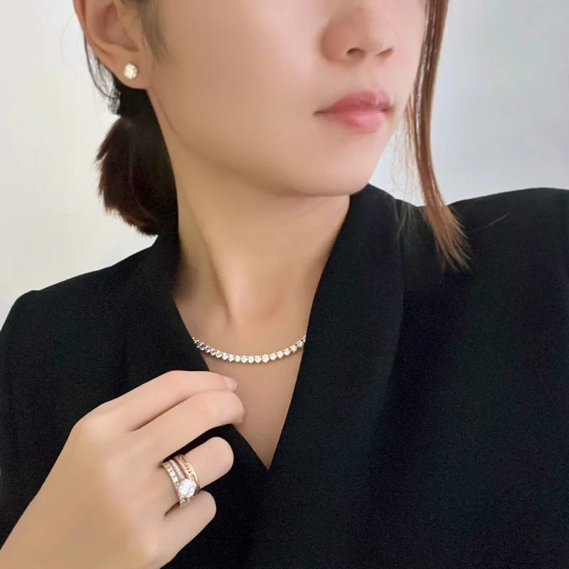 12ct Graduating Tennis Necklace 3 Prong (Solid Gold) | Lady Estere Jewellery | Worldwide 14K 18K Solid Gold Lab Grown Diamond Moissanite