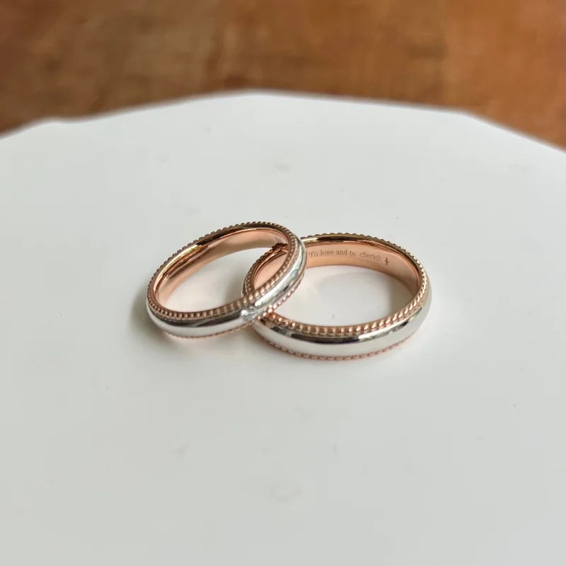 14K Two Tone Wedding Band Set with Lab-Grown Diamonds | Lady Estere Jewellery | Worldwide 18K Solid Gold Diamond Moissanite White Yellow