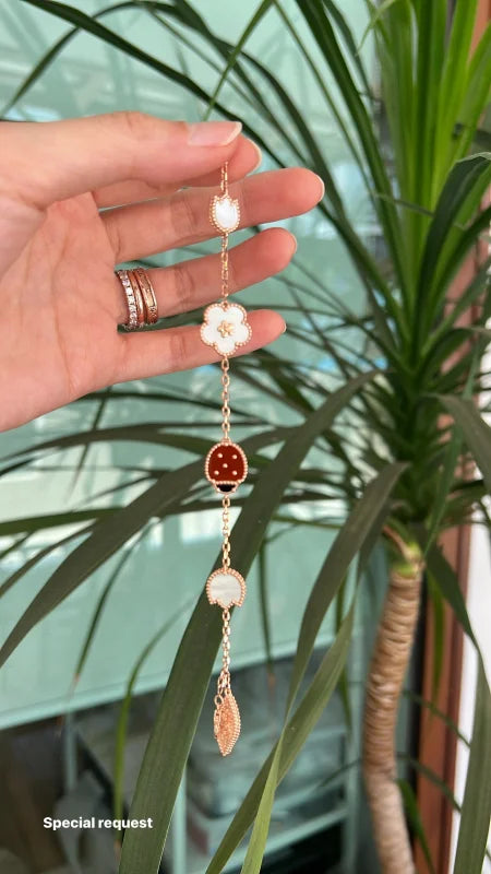 18K MOP & Red Carnelian Bracelet (Made to Order for CNY) | Lady Estere Jewellery 14K Solid Gold Lab-Grown Diamond Moissanite White Yellow
