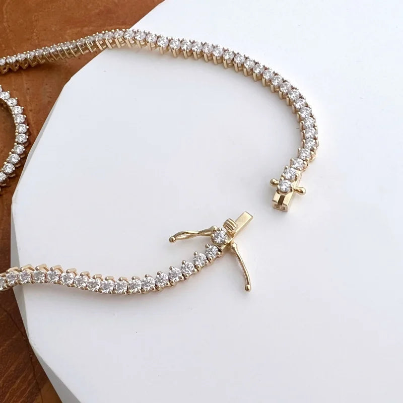7ct Mini Tennis Necklace (Solid Gold) | Lady Estere Jewellery | Worldwide Shipping 14K 18K Solid Gold Lab Grown Diamond Moissanite White