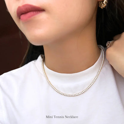 7ct Mini Tennis Necklace (Solid Gold) | Lady Estere Jewellery | Worldwide Shipping 14K 18K Solid Gold Lab-Grown Diamond Moissanite White
