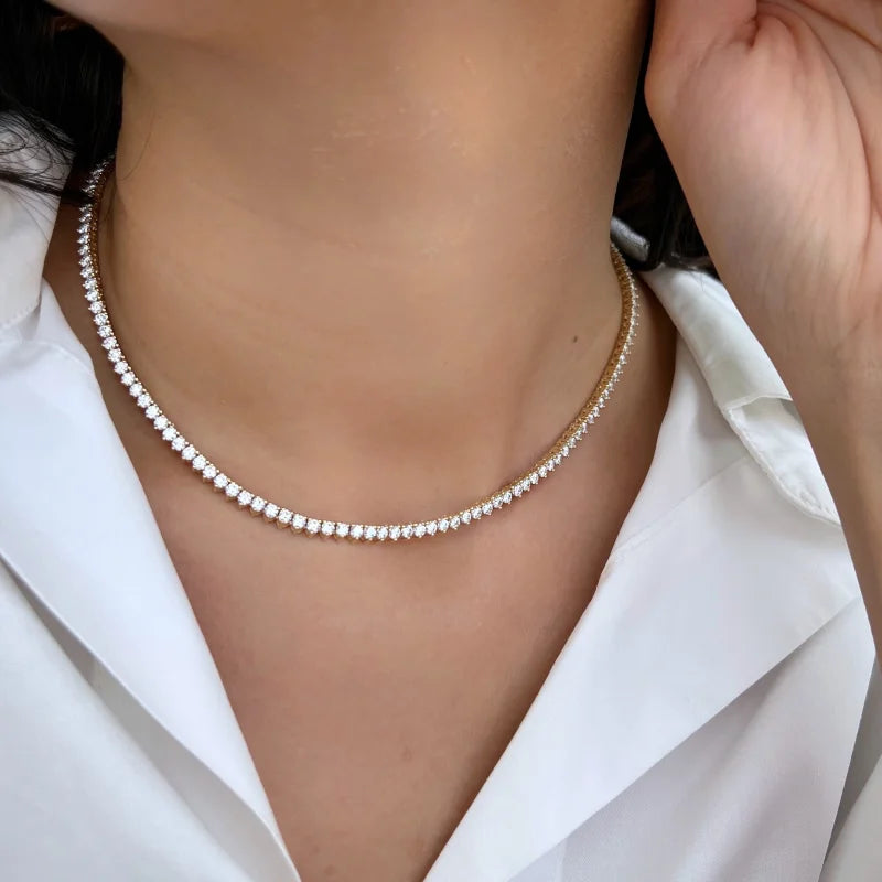 7ct Mini Tennis Necklace (Solid Gold) | Lady Estere Jewellery | Worldwide Shipping 14K 18K Solid Gold Lab Grown Diamond Moissanite White