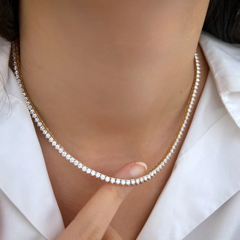7ct Mini Tennis Necklace (Solid Gold) | Lady Estere Jewellery | Worldwide Shipping 14K 18K Solid Gold Lab Grown Diamond Moissanite White