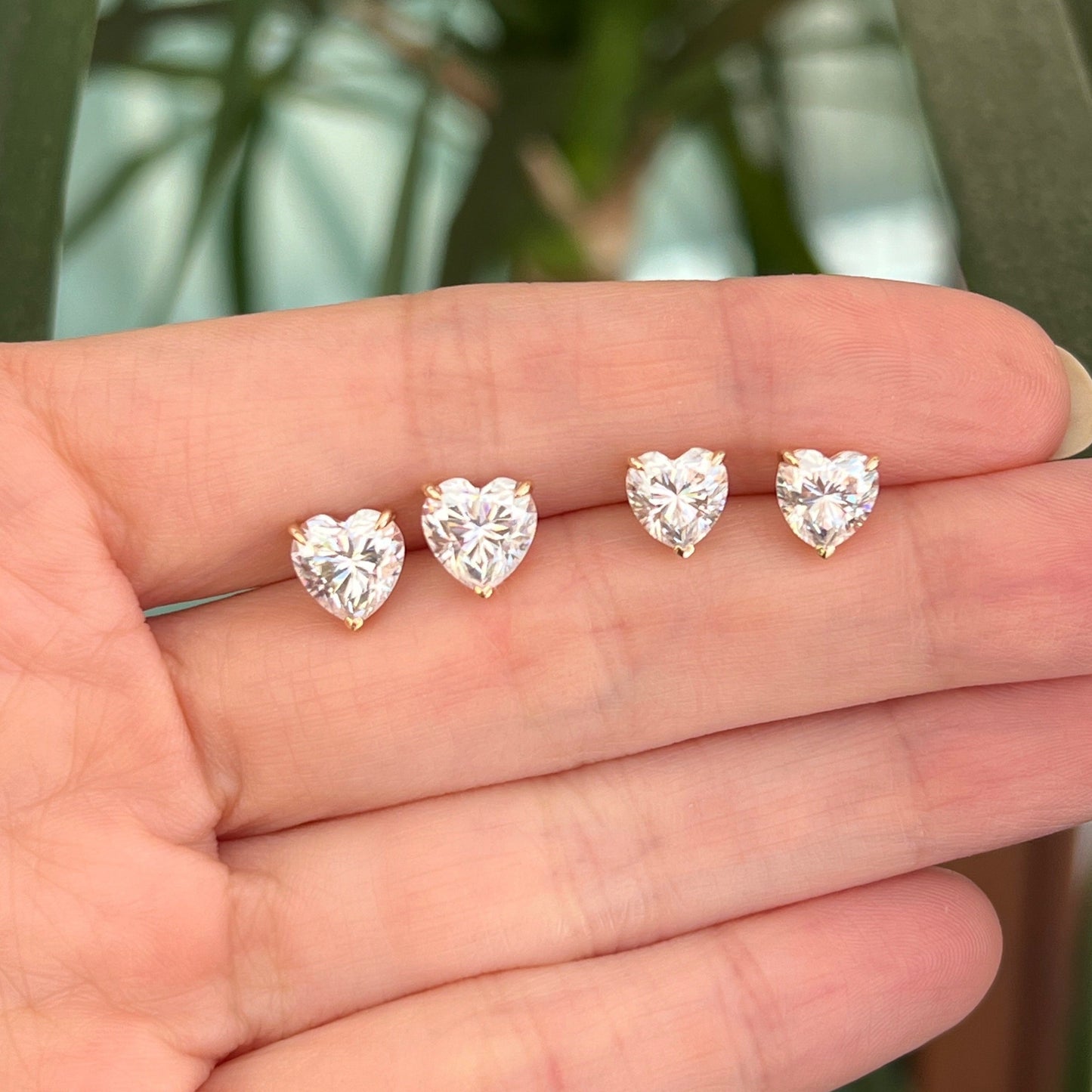 Heart | Moissanite Earring Studs (Solid gold)