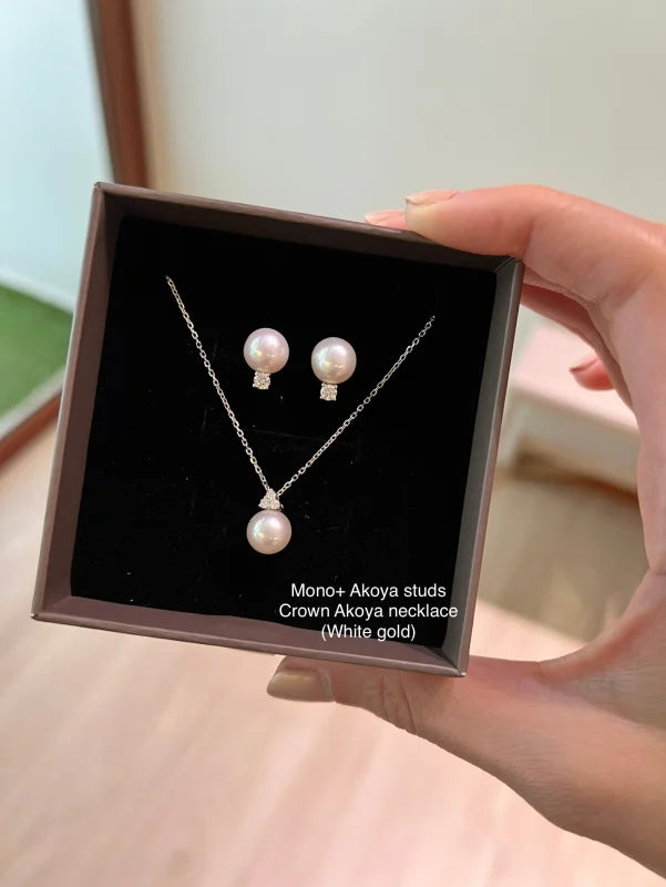 Akoya Pearl Diamond Pendant Necklace (Solid Gold) | Lady Estere Jewellery | Worldwide 14K 18K Solid Gold Lab-Grown Moissanite White Yellow