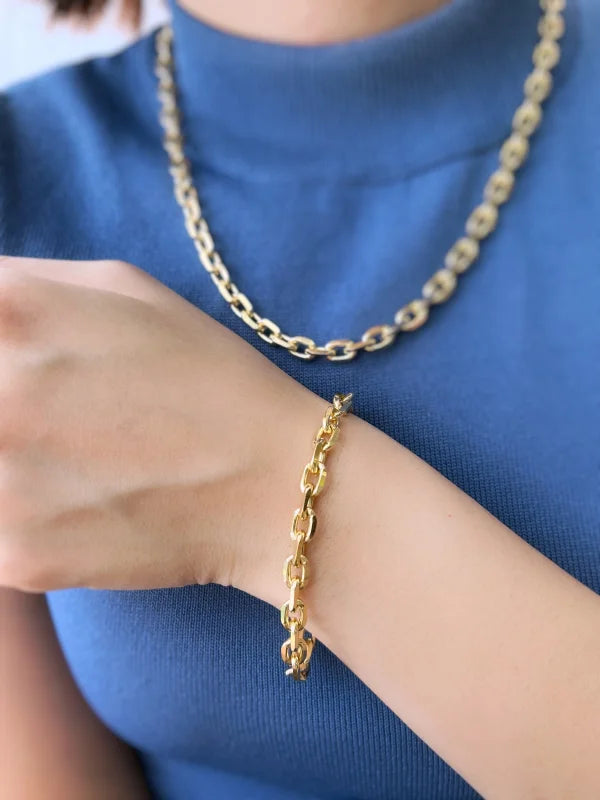 Anchor | Statement Chain Necklace | Lady Estere Jewellery | Worldwide Shipping 14K 18K Solid Gold Lab-Grown Diamond Moissanite White Yellow