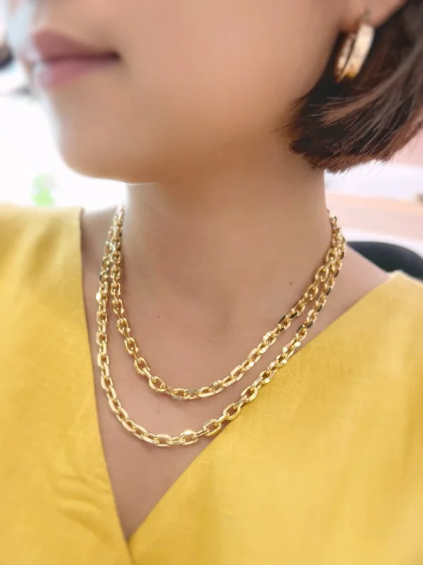 Anchor | Statement Chain Necklace | Lady Estere Jewellery | Worldwide Shipping 14K 18K Solid Gold Lab-Grown Diamond Moissanite White Yellow