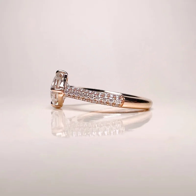 Asscher Cut Pave Band Engagement Ring | Lady Estere Jewellery | Worldwide Shipping 14K 18K Solid Gold Lab-Grown Diamond Moissanite White