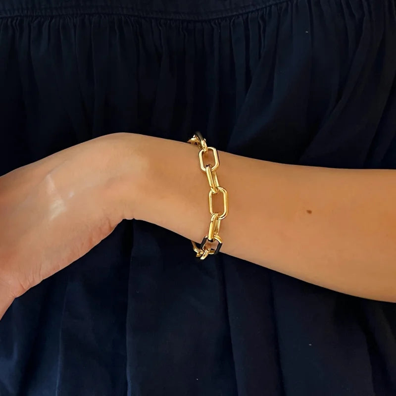 Ava | Ultra Bold Link Chain Bracelet (Solid Gold) | Lady Estere Jewellery | Worldwide 14K 18K Solid Gold Lab-Grown Diamond Moissanite White