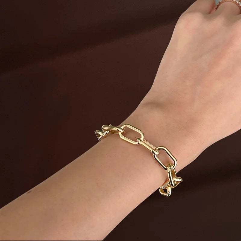 Ava | Ultra Bold Link Chain Bracelet (Solid Gold) | Lady Estere Jewellery | Worldwide 14K 18K Solid Gold Lab-Grown Diamond Moissanite White
