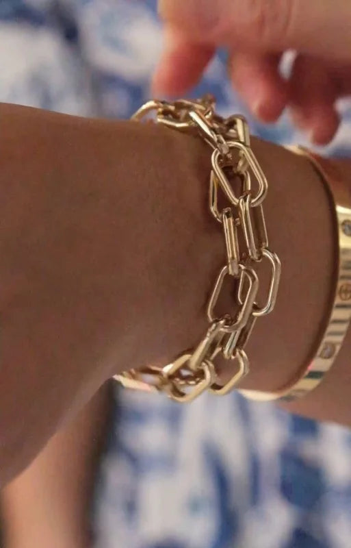 Ava | Ultra Bold Link Chain Bracelet (Solid Gold) | Lady Estere Jewellery | Worldwide 14K 18K Solid Gold Lab-Grown Diamond Moissanite White