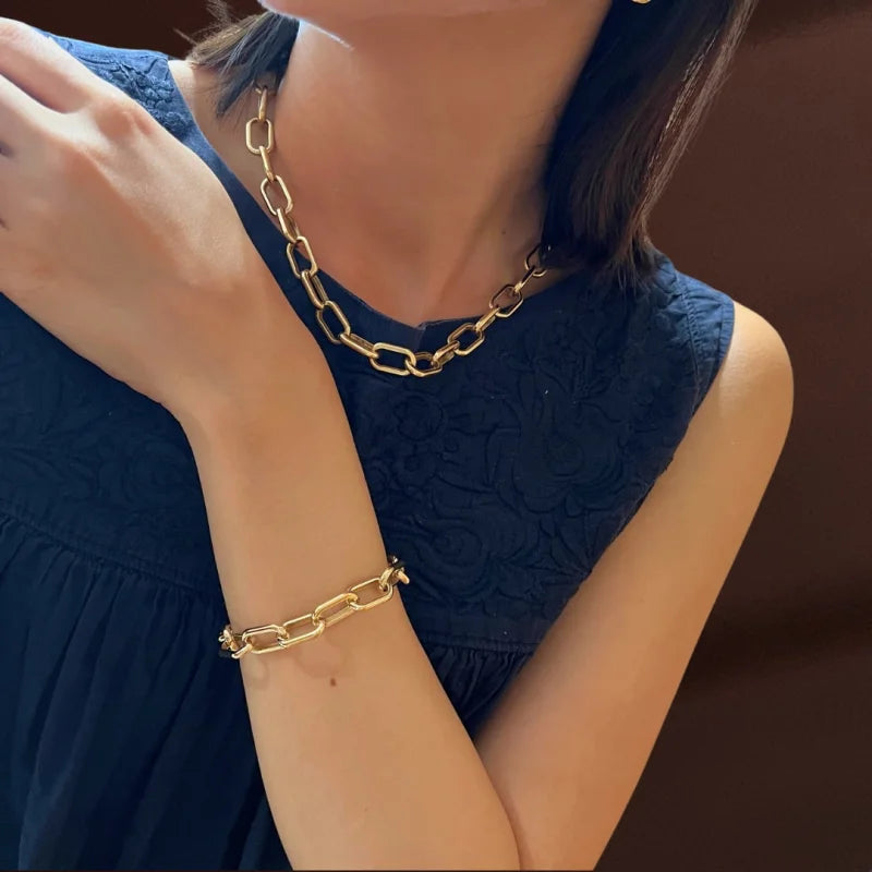 Ava | Ultra Bold Link Chain Bracelet (Solid Gold) | Lady Estere Jewellery | Worldwide 14K 18K Solid Gold Lab-Grown Diamond Moissanite White