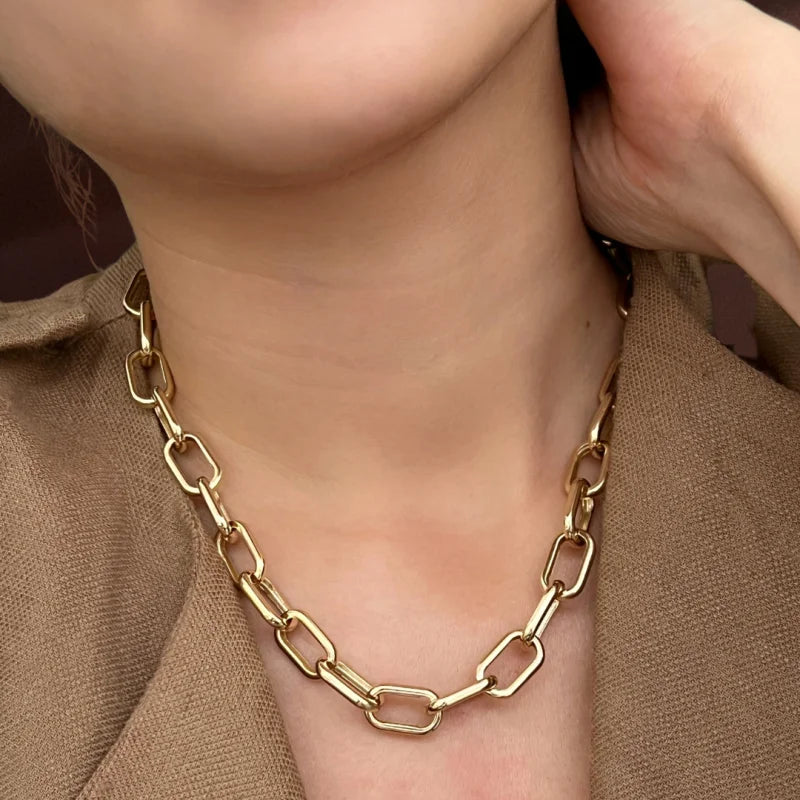 Ava | Ultra Bold Link Chain Necklace (Solid gold) | Lady Estere Jewellery | Worldwide 14K 18K Solid Gold Lab Grown Diamond Moissanite White