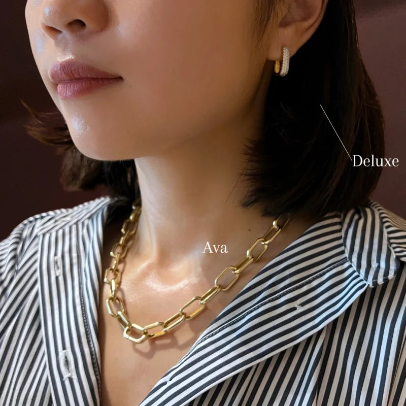 Ava | Ultra Bold Link Chain Necklace (Solid gold) | Lady Estere Jewellery | Worldwide 14K 18K Solid Gold Lab Grown Diamond Moissanite White