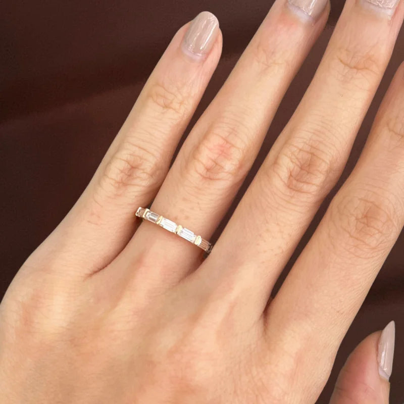Baguette Cut | 3ct Full Eternity Ring (Solid gold) | Lady Estere Jewellery | Worldwide 14K 18K Solid Gold Lab-Grown Diamond Moissanite
