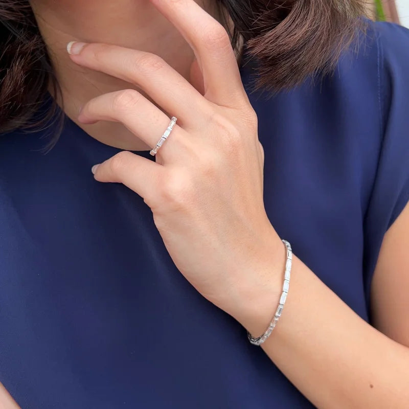 Baguette Cut | 7ct Tennis Bracelet (Solid gold) | Lady Estere Jewellery | Worldwide 14K 18K Solid Gold Lab-Grown Diamond Moissanite White