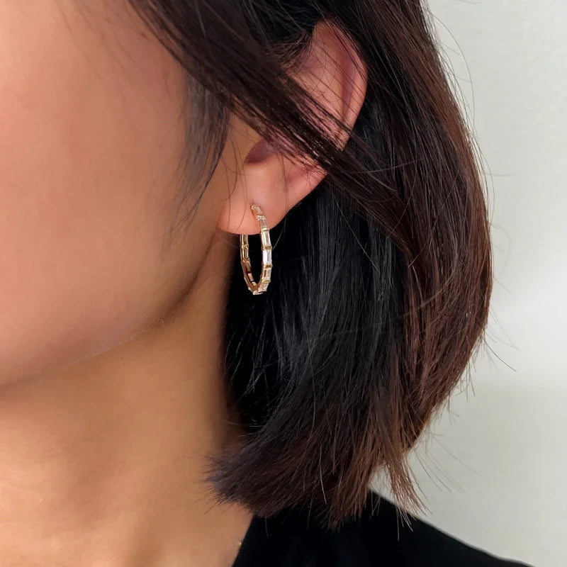 Baguette Cut | Eternity Hoops (Solid gold) | Lady Estere Jewellery | Worldwide Shipping 14K 18K Solid Gold Lab-Grown Diamond Moissanite