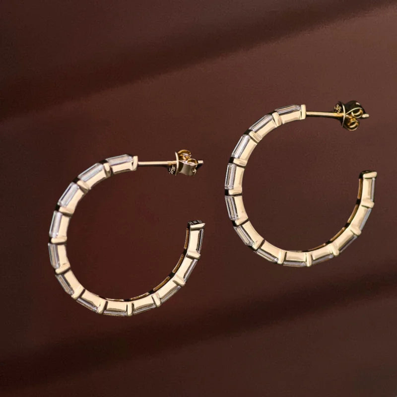 Baguette Cut | Eternity Hoops (Solid gold) | Lady Estere Jewellery | Worldwide Shipping 14K 18K Solid Gold Lab-Grown Diamond Moissanite