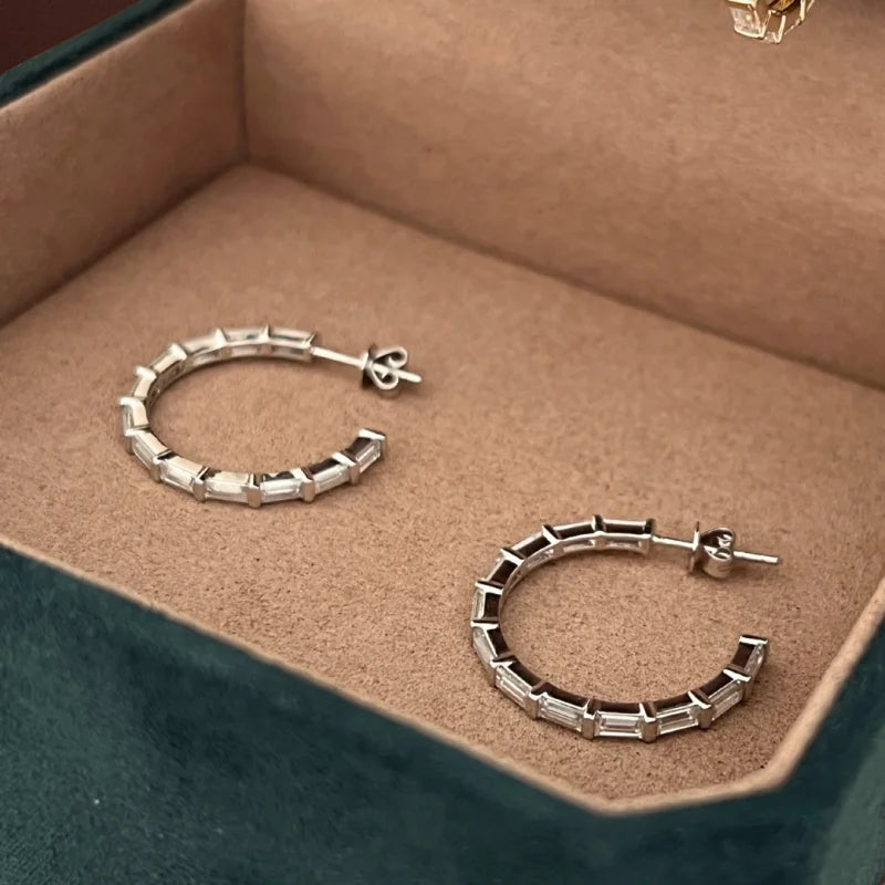 Baguette Cut | Eternity Hoops (Solid gold) | Lady Estere Jewellery | Worldwide Shipping 14K 18K Solid Gold Lab-Grown Diamond Moissanite