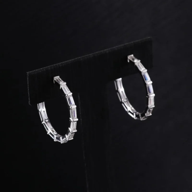Baguette Cut | Eternity Hoops (Solid gold) | Lady Estere Jewellery | Worldwide Shipping 14K 18K Solid Gold Lab-Grown Diamond Moissanite