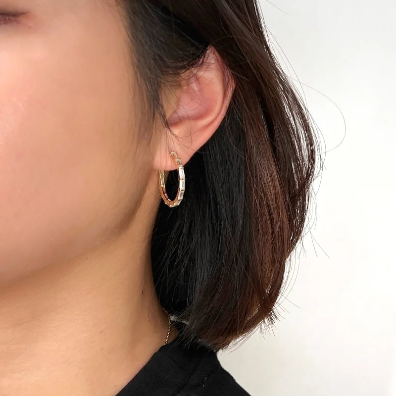 Baguette Cut | Eternity Hoops (Solid gold) | Lady Estere Jewellery | Worldwide Shipping 14K 18K Solid Gold Lab-Grown Diamond Moissanite