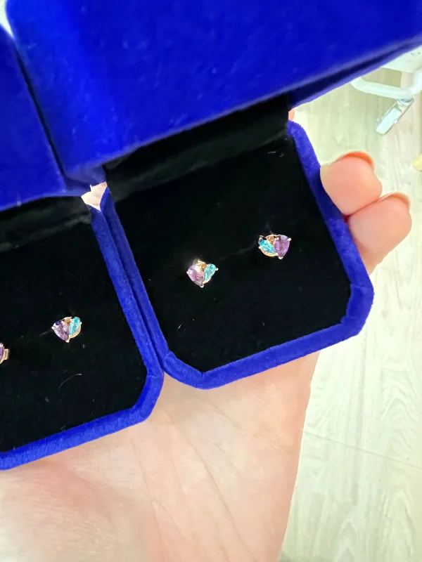 Birthstone Earrings 14K Rose Gold | Lady Estere Jewellery | Worldwide Shipping 18K Solid Lab-Grown Diamond Moissanite White Yellow SG, AU,