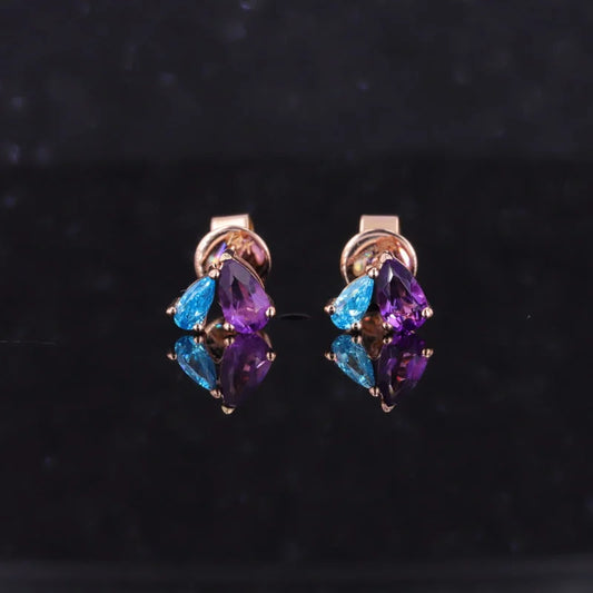Birthstone Earrings 14K Rose Gold | Lady Estere Jewellery | Worldwide Shipping 18K Solid Lab-Grown Diamond Moissanite White Yellow SG, AU,