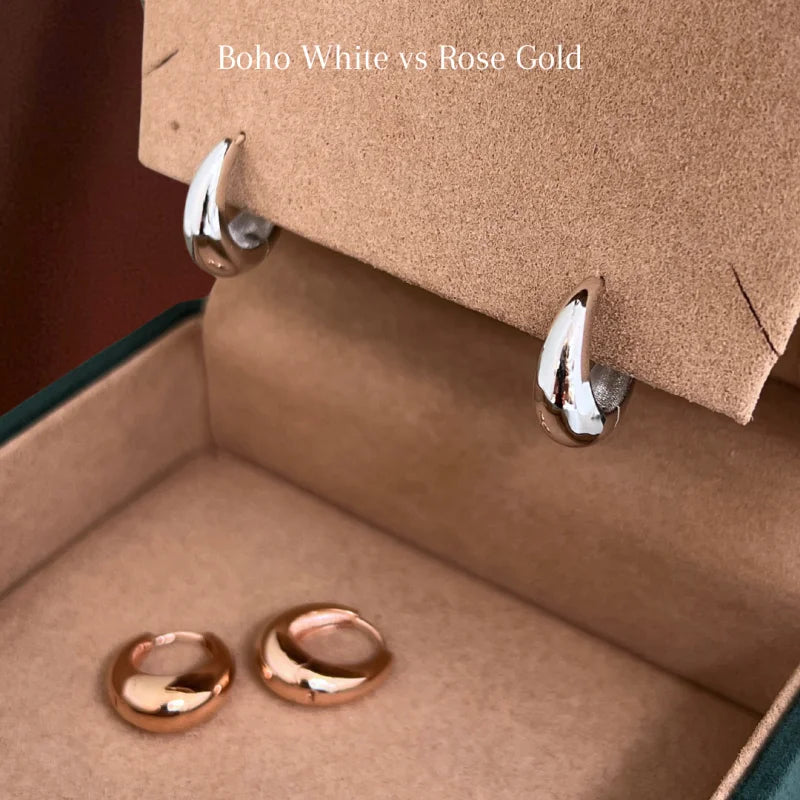 Boho | Sleek Tapered Hoops (Solid Gold) | Lady Estere Jewellery | Worldwide Shipping 14K 18K Solid Gold Lab-Grown Diamond Moissanite White