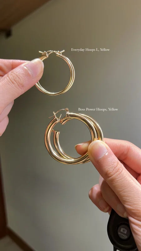 Boss | Power Hoops (3 Colours) | Lady Estere Jewellery | Worldwide Shipping 14K 18K Solid Gold Lab Grown Diamond Moissanite White Yellow