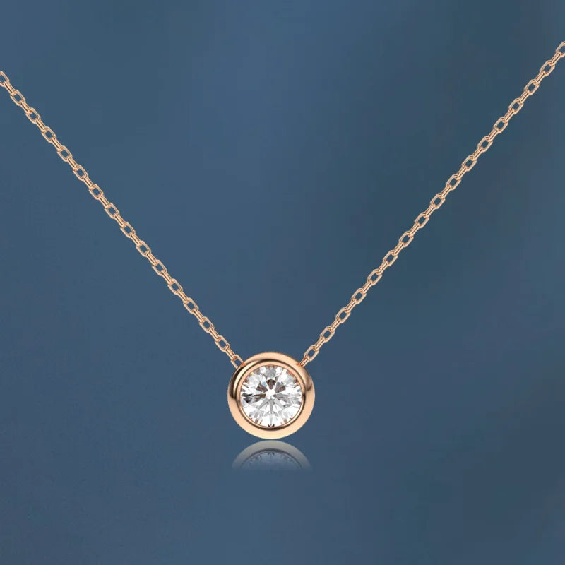 Chosen | Rolling Solitaire Necklace (Solid Gold) | Lady Estere Jewellery | Worldwide 14K 18K Solid Gold Lab-Grown Diamond Moissanite White