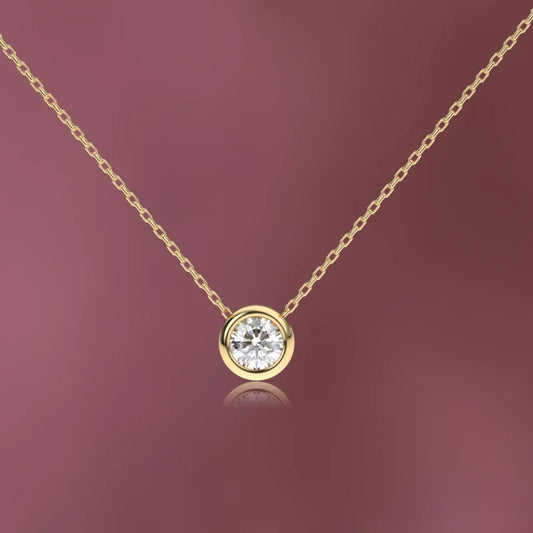 Chosen | Rolling Solitaire Necklace (Solid Gold) Lady Estere Jewellery Worldwide 14K 18K Solid Gold Lab-Grown Diamond Moissanite White