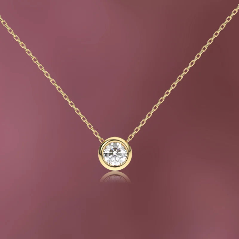 Chosen | Rolling Solitaire Necklace (Solid Gold) | Lady Estere Jewellery | Worldwide 14K 18K Solid Gold Lab-Grown Diamond Moissanite White