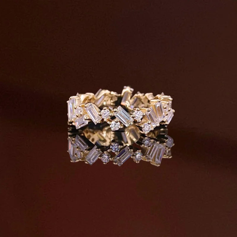 Confetti | 2ct Baguette & Round Cut Cluster Eternity Ring (Solid Gold) | Lady Estere Jewellery 14K 18K Solid Gold Lab-Grown Diamond