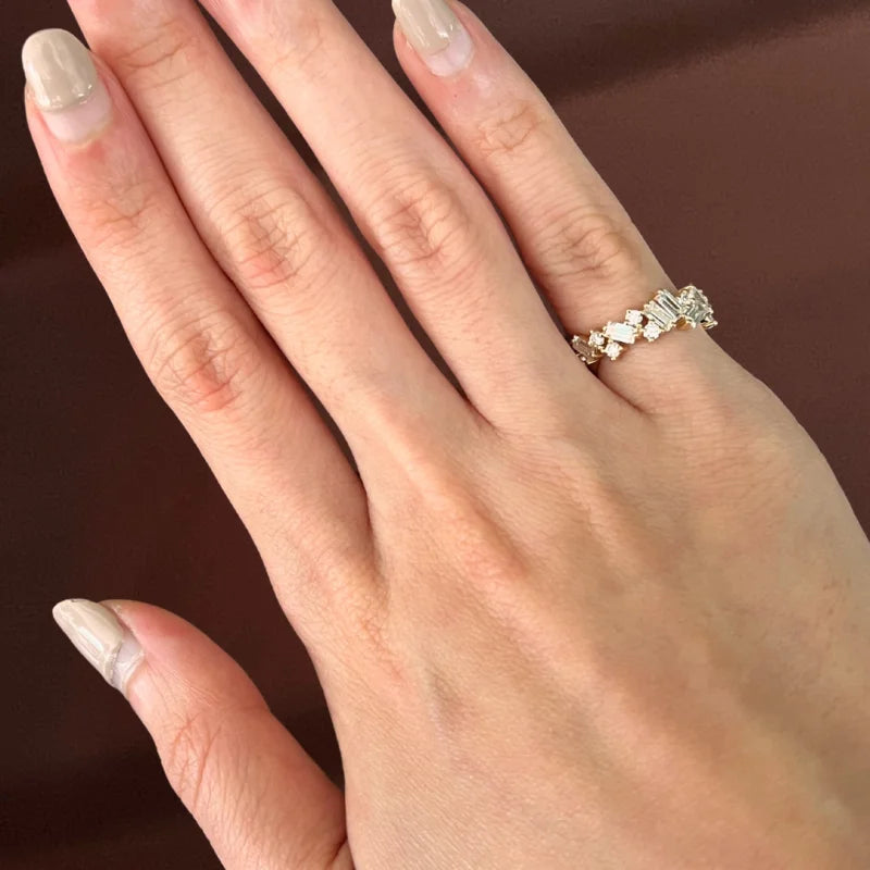 Confetti | 2ct Baguette & Round Cut Cluster Eternity Ring (Solid Gold) | Lady Estere Jewellery 14K 18K Solid Gold Lab-Grown Diamond