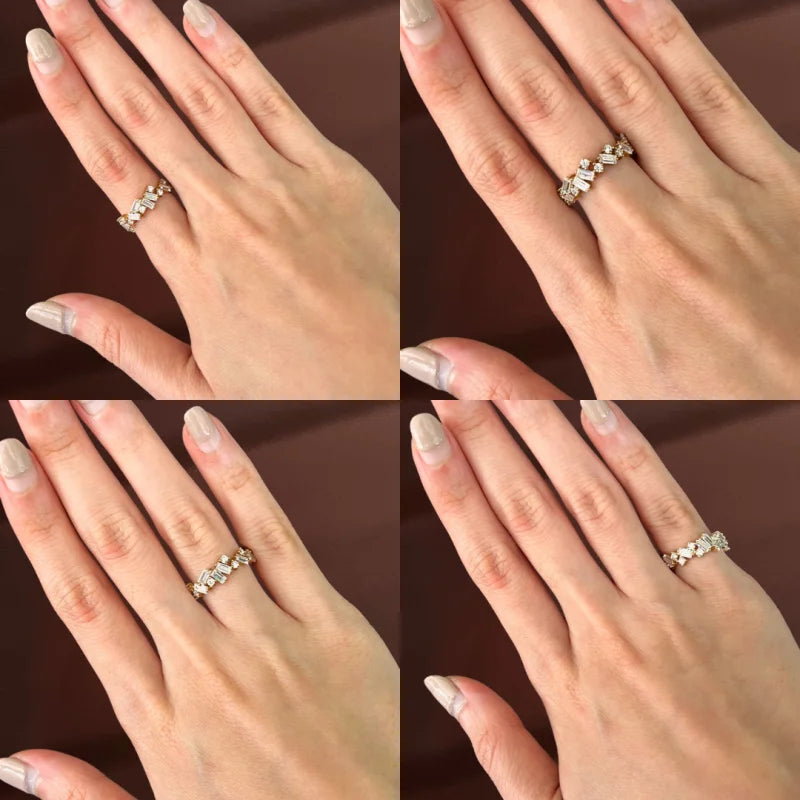 Confetti | 2ct Baguette & Round Cut Cluster Eternity Ring (Solid Gold) | Lady Estere Jewellery 14K 18K Solid Gold Lab-Grown Diamond