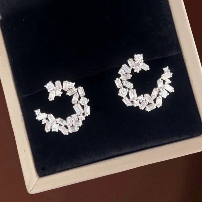 Confetti | Open Circle Multi-Way Baguette & Round Cut Earrings (Solid Gold) | Lady Estere Jewellery 14K 18K Solid Gold Lab-Grown Diamond