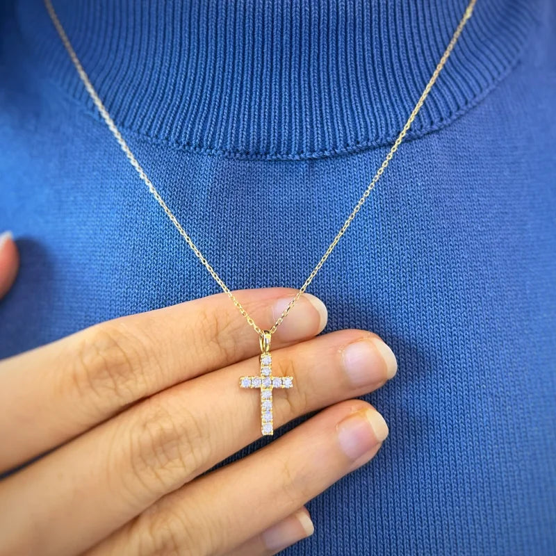 Cross Reversible Diamond Necklace (Solid Gold) | Lady Estere Jewellery | Worldwide 14K 18K Solid Gold Lab-Grown Moissanite White Yellow