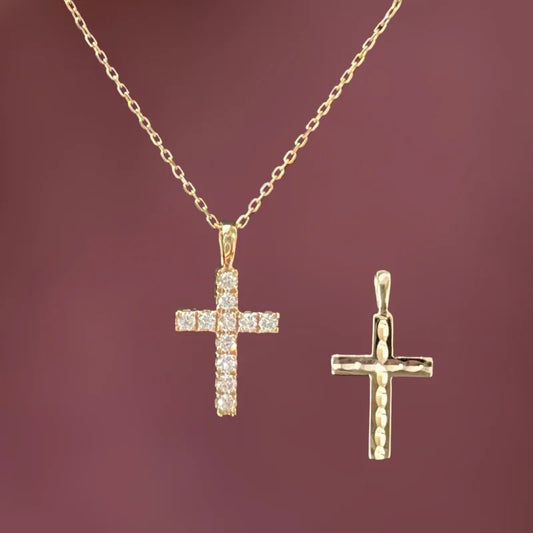 Cross Reversible Diamond Necklace (Solid Gold) | Lady Estere Jewellery | Worldwide 14K 18K Solid Gold Lab-Grown Moissanite White Yellow