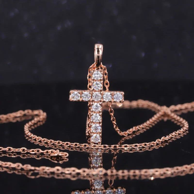 Cross Reversible Diamond Necklace (Solid Gold) | Lady Estere Jewellery | Worldwide 14K 18K Solid Gold Lab-Grown Moissanite White Yellow