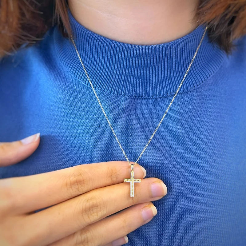 Cross Reversible Diamond Necklace (Solid Gold) | Lady Estere Jewellery | Worldwide 14K 18K Solid Gold Lab-Grown Moissanite White Yellow