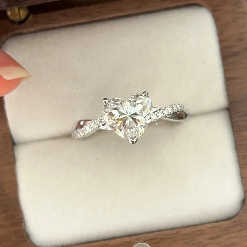 Custom 2ct Heart Moissanite with Twisted Band | Lady Estere Jewellery | Worldwide Shipping 14K 18K Solid Gold Lab-Grown Diamond White