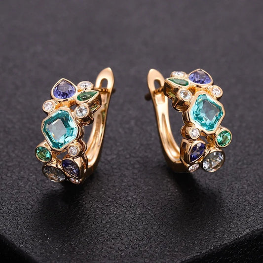 Custom Multi-Gemstone Family Birthstone Earrings | Lady Estere Jewellery | Worldwide 14K 18K Solid Gold Lab-Grown Diamond Moissanite White