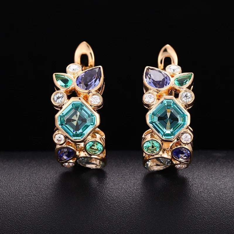 Custom Multi-Gemstone Family Birthstone Earrings | Lady Estere Jewellery | Worldwide 14K 18K Solid Gold Lab-Grown Diamond Moissanite White