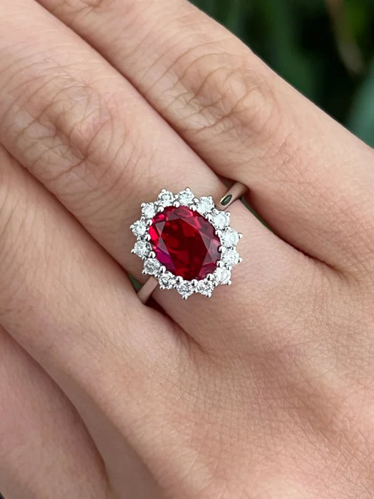 Custom Princess-D Ring in Lab Ruby | Lady Estere Jewellery | Worldwide Shipping 14K 18K Solid Gold Lab-Grown Diamond Moissanite White